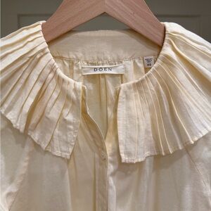 Doen Cream Pleated Collar Top